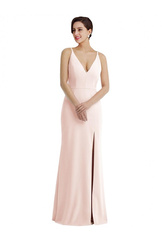 Stretch Crepe V-Back Long V-Neck Trumpet Formal Evening Gown / Prom Dress / Bridesmaid Dress Sudbury