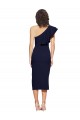 Stretch Crepe Midi Length One Shoulder Dark Navy Sheath Formal Evening Gown / Prom Dress / Bridesmaid Dress Sudbury