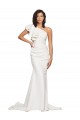 Stretch Crepe Sleeveless One Shoulder Ivory Sheath Semi Formal Evening Dress / Prom Dress / Bridesmaid Dress Sudbury