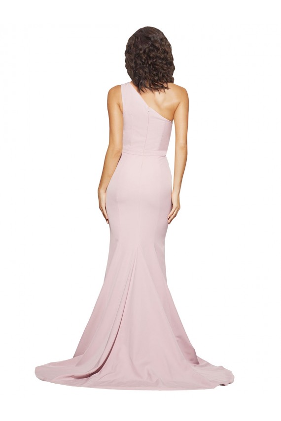 Stretch Crepe Sweep Train One Shoulder Mauve Sheath Semi Formal Evening Dress / Prom Dress / Bridesmaid Dress Sudbury