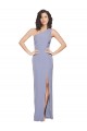 Stretch Crepe Long One Shoulder Smoke Blue Sheath Formal Evening Gown / Prom Dress / Bridesmaid Dress Sudbury