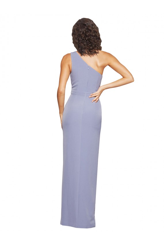 Stretch Crepe Long One Shoulder Smoke Blue Sheath Formal Evening Gown / Prom Dress / Bridesmaid Dress Sudbury