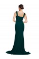 Stretch Crepe Sweep Train Square Neck Midnight Green Sheath Semi Formal Evening Dress / Prom Dress / Bridesmaid Dress Sudbury