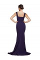Stretch Crepe Sweep Train Square Neck Dark Navy Sheath Semi Formal Evening Dress / Prom Dress / Bridesmaid Dress Sudbury