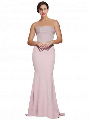 Stretch Crepe Low Back Sweep Train Strapless Sheath Formal Evening Gown / Prom Dress / Bridesmaid Dress Sudbury