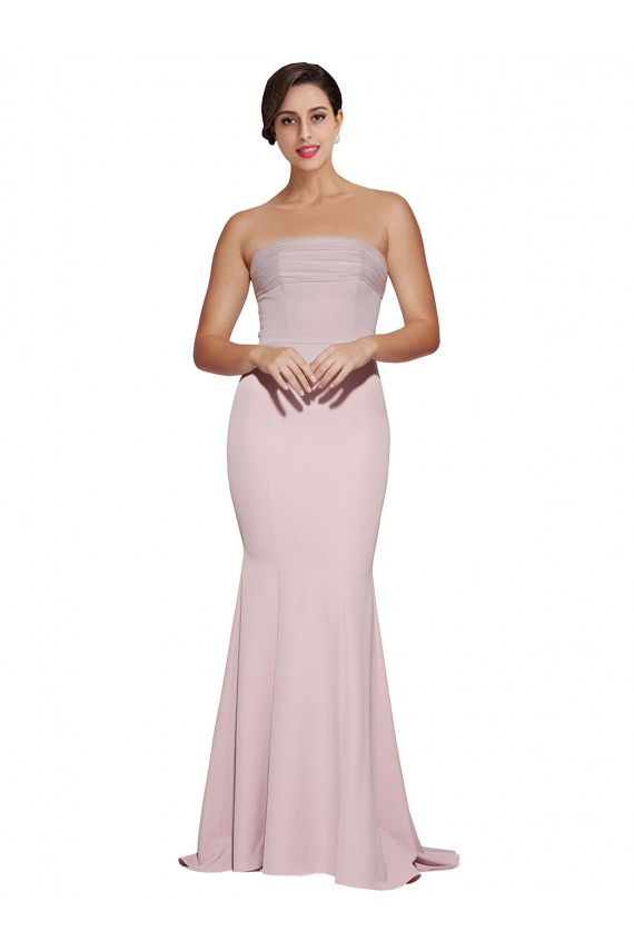 Stretch Crepe Low Back Sweep Train Strapless Sheath Formal Evening Gown / Prom Dress / Bridesmaid Dress Sudbury