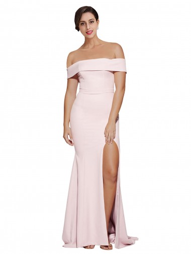 Stretch Crepe Low Back Sweep Train Square Neck Sheath Formal Evening Gown / Prom Dress / Bridesmaid Dress Sudbury