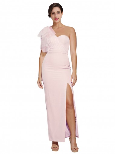 Stretch Crepe Low Back Long One Shoulder Sheath Formal Evening Gown / Prom Dress / Bridesmaid Dress Sudbury