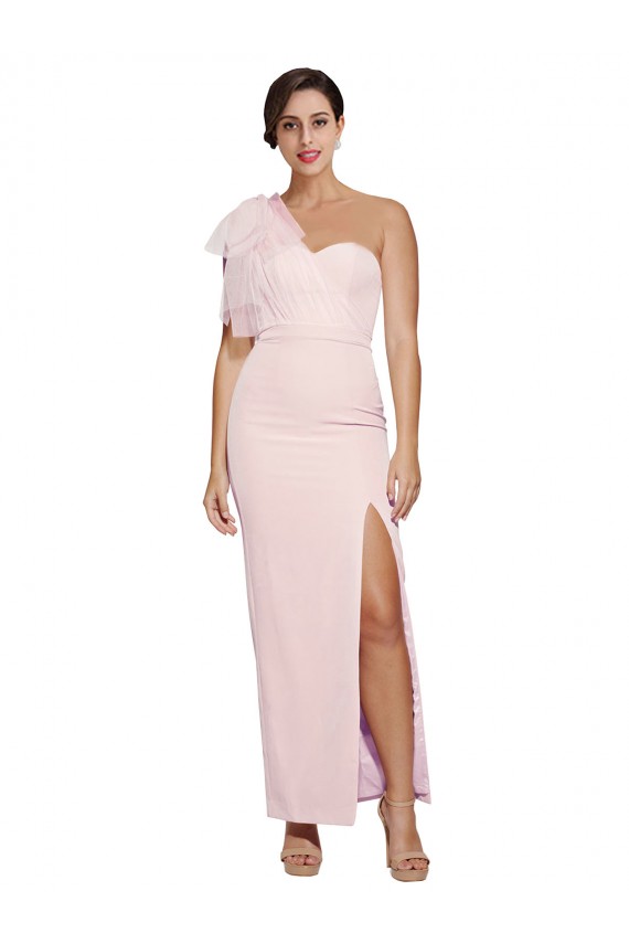 Stretch Crepe Low Back Long One Shoulder Sheath Formal Evening Gown / Prom Dress / Bridesmaid Dress Sudbury