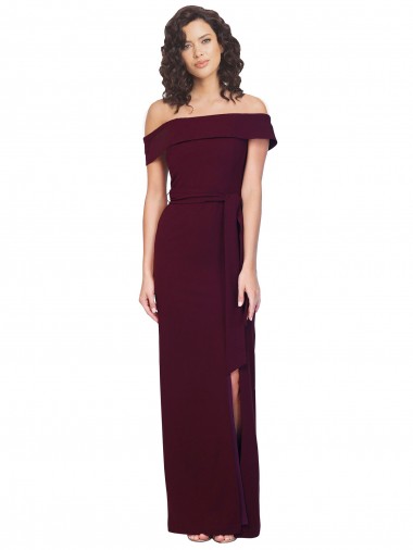 Stretch Crepe Low Back Long Off the Shoulder Sheath Formal Evening Gown / Prom Dress / Bridesmaid Dress Sudbury
