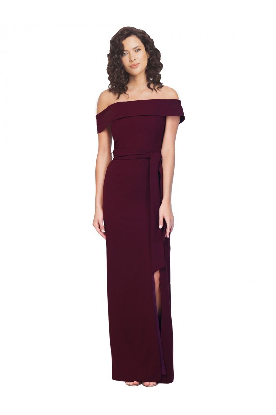 Stretch Crepe Low Back Long Off the Shoulder Sheath Formal Evening Gown / Prom Dress / Bridesmaid Dress Sudbury