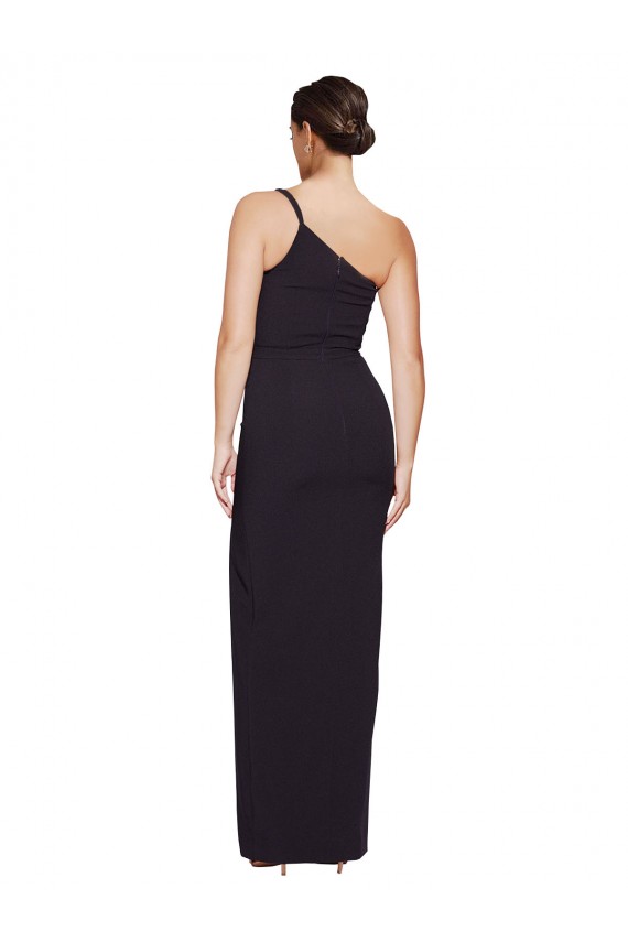 Stretch Crepe Long One Shoulder Black Sheath Formal Evening Gown / Prom Dress / Bridesmaid Dress Sudbury