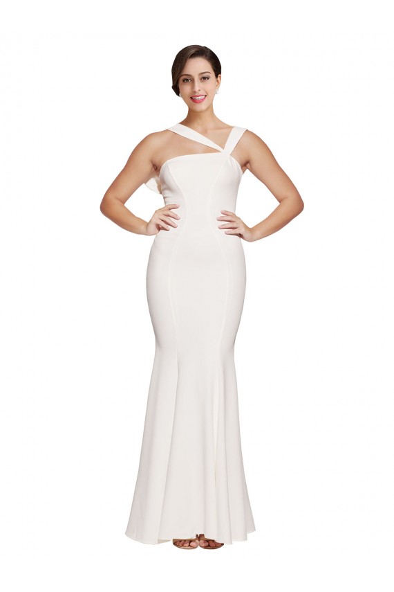 Stretch Crepe Low Back Long Square Neck Sheath Formal Evening Gown / Prom Dress / Bridesmaid Dress Sudbury