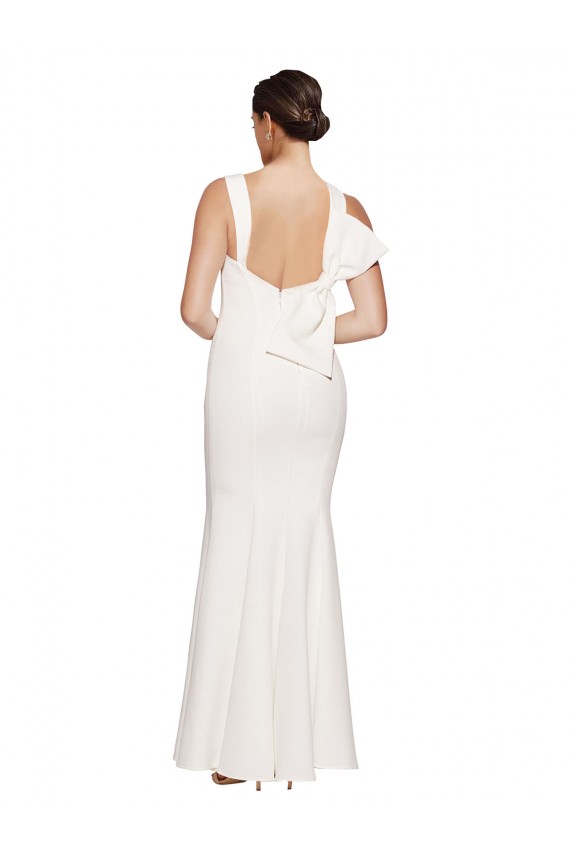 Stretch Crepe Low Back Long Square Neck Sheath Formal Evening Gown / Prom Dress / Bridesmaid Dress Sudbury
