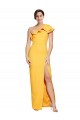 Stretch Crepe Long One Shoulder Saffron Sheath Formal Evening Gown / Prom Dress / Bridesmaid Dress Sudbury