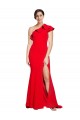 Stretch Crepe Sweep Train One Shoulder Red Sheath Semi Formal Evening Dress / Prom Dress / Bridesmaid Dress Sudbury