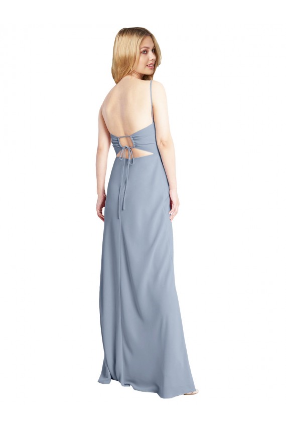 Stretch Crepe Criss Cross Open Back Long Square Neck A-Line Prom Dress / Bridesmaid Dress Sudbury