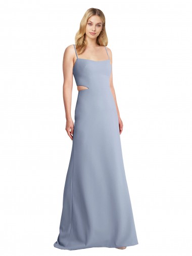 Stretch Crepe Open Back Long Spaghetti Straps A-Line Prom Dress / Bridesmaid Dress Sudbury