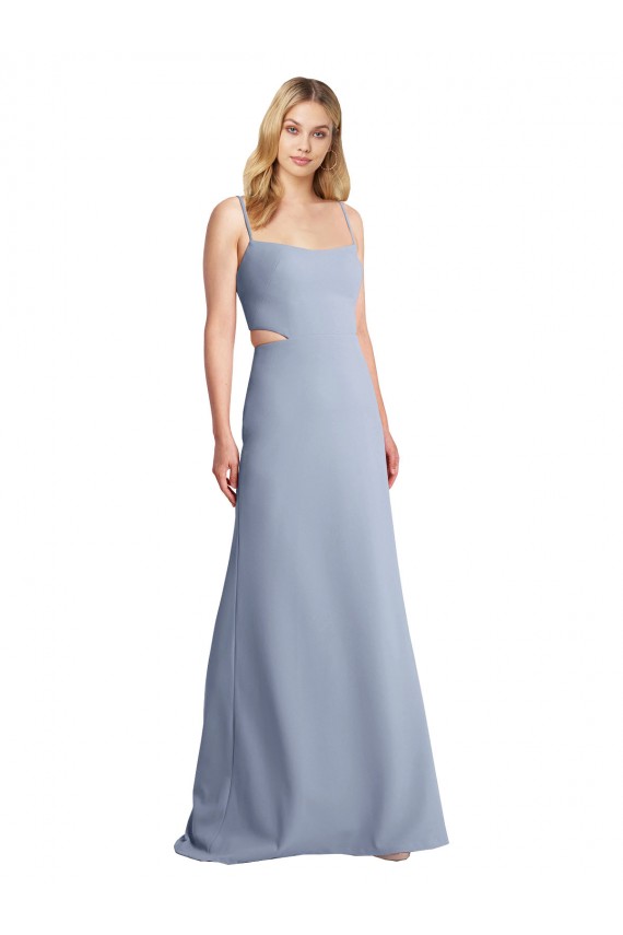 Stretch Crepe Open Back Long Spaghetti Straps A-Line Prom Dress / Bridesmaid Dress Sudbury