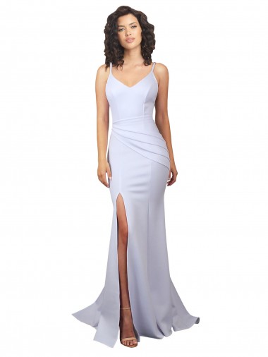 Stretch Crepe Low Back Long Spaghetti Straps Mermaid Beach Wedding Dress Sudbury