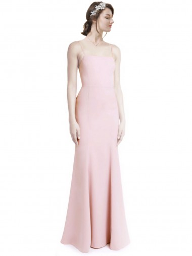 Stretch Crepe Criss Cross Open Back Long Spaghetti Straps Mermaid, Sheath Prom Dress / Bridesmaid Dress Sudbury