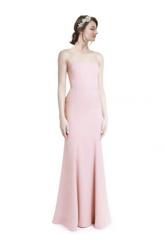 Stretch Crepe Criss Cross Open Back Long Spaghetti Straps Mermaid, Sheath Prom Dress / Bridesmaid Dress Sudbury