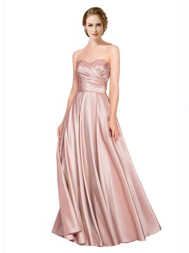 Stretch Satin Low Back Long Sweetheart A-Line Black Tie Evening Gown / Prom Dress / Bridesmaid Dress Sudbury