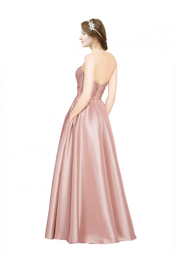 Stretch Satin Low Back Long Sweetheart A-Line Black Tie Evening Gown / Prom Dress / Bridesmaid Dress Sudbury