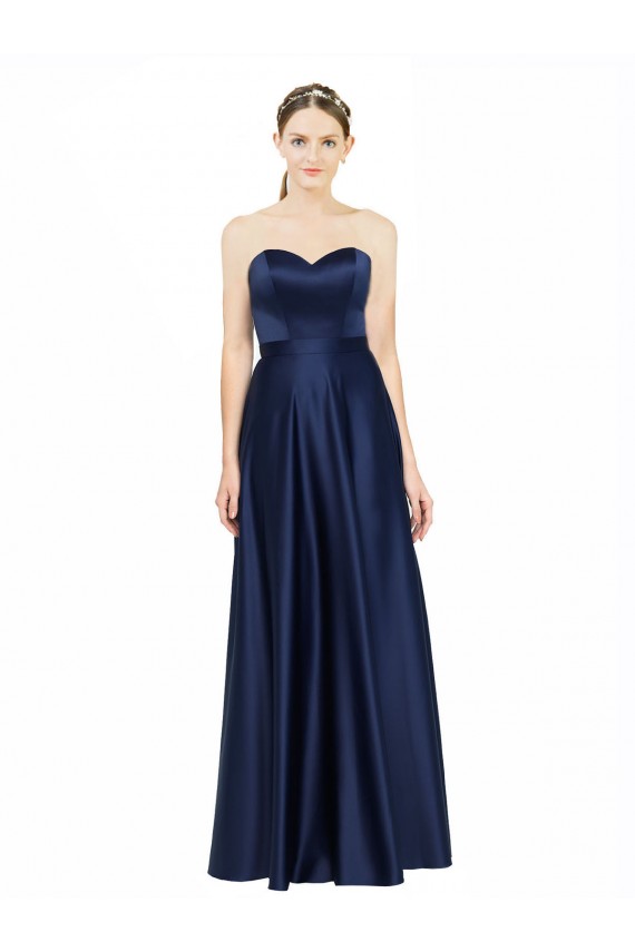 Stretch Satin Low Back Long Sweetheart A-Line Black Tie Evening Gown / Bridesmaid Dress Sudbury