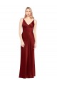Stretch Satin V-Back Long Spaghetti Straps A-Line Formal Evening Gown / Prom Dress / Bridesmaid Dress Sudbury