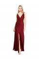 Stretch Satin V-Back Long V-Neck A-Line Black Tie Evening Gown / Prom Dress / Bridesmaid Dress Sudbury