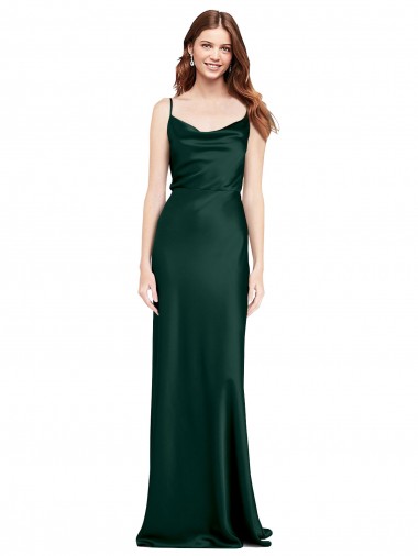 Stretch Satin V-Back Long Cowl Neck Sheath Black Tie Evening Gown / Prom Dress / Bridesmaid Dress Sudbury
