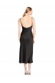 Stretch Satin Low Back Midi Length Spaghetti Straps A-Line Formal Evening Gown / Prom Dress / Bridesmaid Dress Sudbury