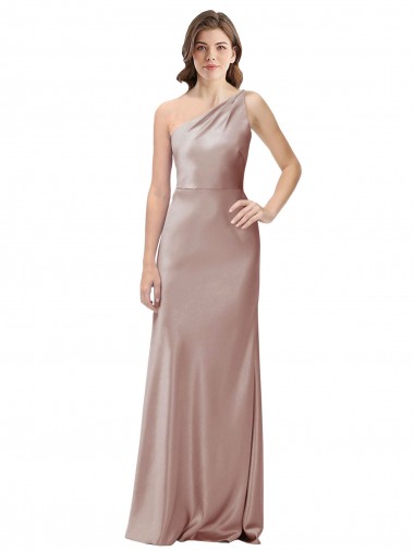 Stretch Satin Open Back Long One Shoulder Sheath Formal Evening Gown / Prom Dress / Bridesmaid Dress Sudbury