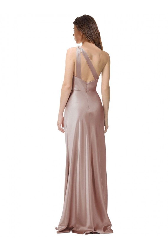 Stretch Satin Open Back Long One Shoulder Sheath Formal Evening Gown / Prom Dress / Bridesmaid Dress Sudbury