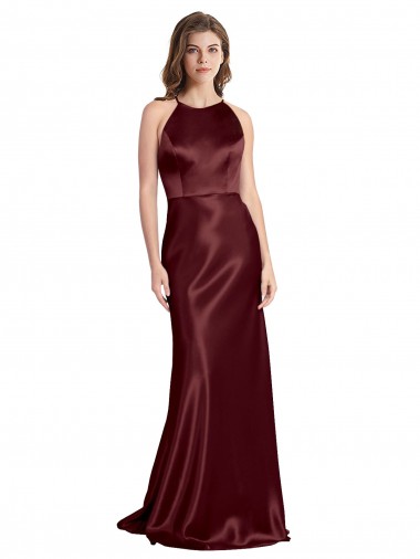 Stretch Satin Long Spaghetti Straps A-Line Formal Evening Gown / Prom Dress / Bridesmaid Dress Sudbury