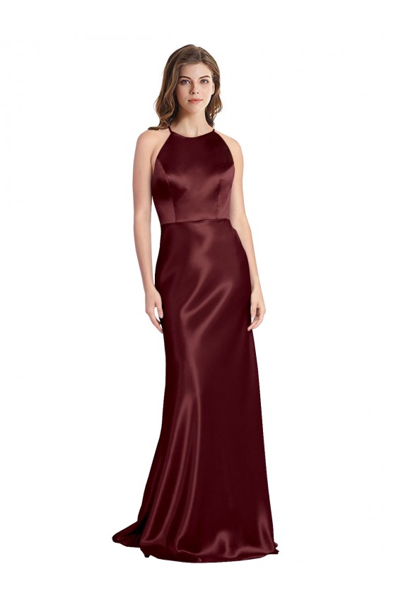 Stretch Satin Long Spaghetti Straps A-Line Formal Evening Gown / Prom Dress / Bridesmaid Dress Sudbury