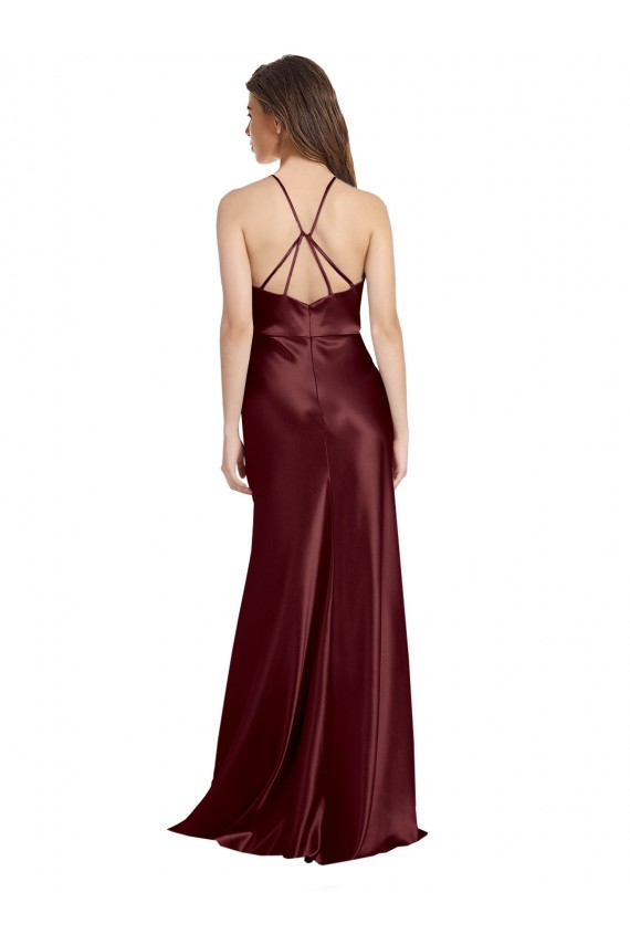 Stretch Satin Long Spaghetti Straps A-Line Formal Evening Gown / Prom Dress / Bridesmaid Dress Sudbury