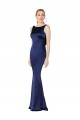 Stretch Satin Low Back Long Halter Neck Dark Navy Sheath Formal Evening Gown / Prom Dress / Bridesmaid Dress Sudbury