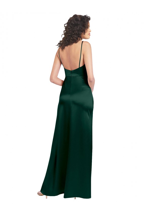Stretch Satin Open Back Long Scoop Neck A-Line Formal Evening Gown / Prom Dress / Bridesmaid Dress Sudbury