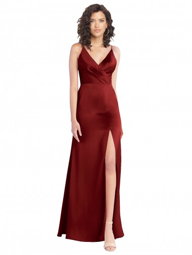 Stretch Satin V-Back Long V-Neck A-Line Formal Dress / Bridesmaid Dress Sudbury
