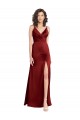 Stretch Satin V-Back Long V-Neck A-Line Formal Dress / Bridesmaid Dress Sudbury