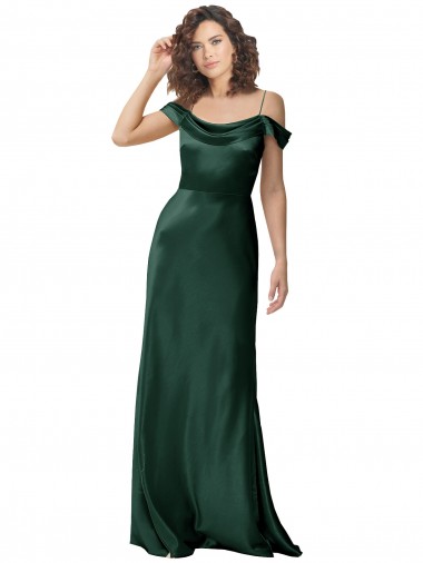 Stretch Satin V-Back Long Off the Shoulder A-Line Formal Evening Gown / Prom Dress / Bridesmaid Dress Sudbury