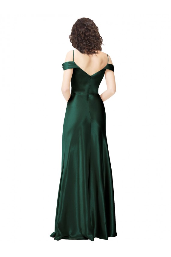 Stretch Satin V-Back Long Off the Shoulder A-Line Formal Evening Gown / Prom Dress / Bridesmaid Dress Sudbury