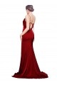 Stretch Satin Criss Cross Back Sweep Train Spaghetti Straps Sheath Black Tie Evening Gown / Prom Dress / Bridesmaid Dress Sudbury