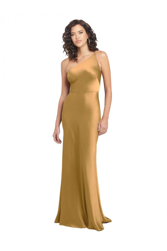 Stretch Satin Long One Shoulder A-Line Formal Evening Gown / Prom Dress / Bridesmaid Dress Sudbury