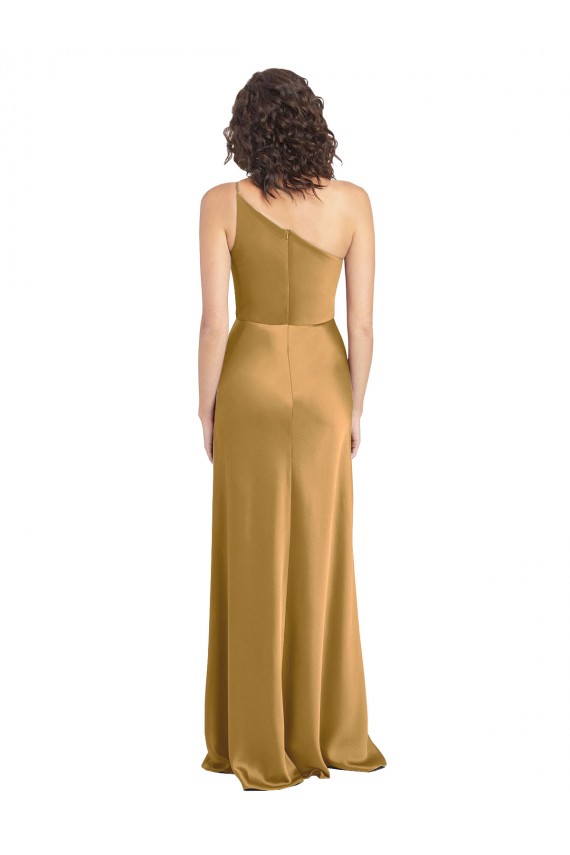 Stretch Satin Long One Shoulder A-Line Formal Evening Gown / Prom Dress / Bridesmaid Dress Sudbury