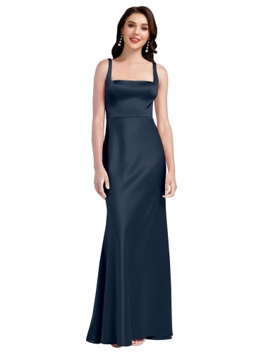 Stretch Satin Low Back Long Square Neck A-Line Formal Evening Gown / Prom Dress / Bridesmaid Dress Sudbury