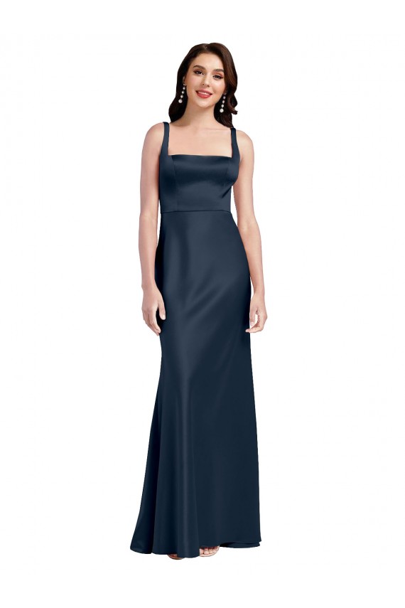 Stretch Satin Low Back Long Square Neck A-Line Formal Evening Gown / Prom Dress / Bridesmaid Dress Sudbury
