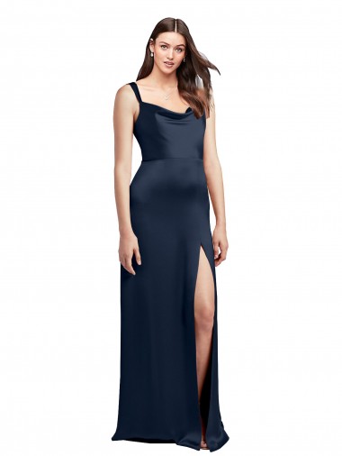 Stretch Satin Low Back Long Cowl Neck A-Line Formal Evening Gown / Prom Dress / Bridesmaid Dress Sudbury